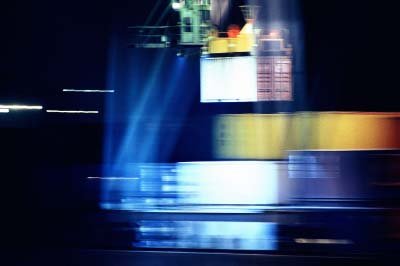 Blue Move at Night Transportation Duisburg Innenhafen